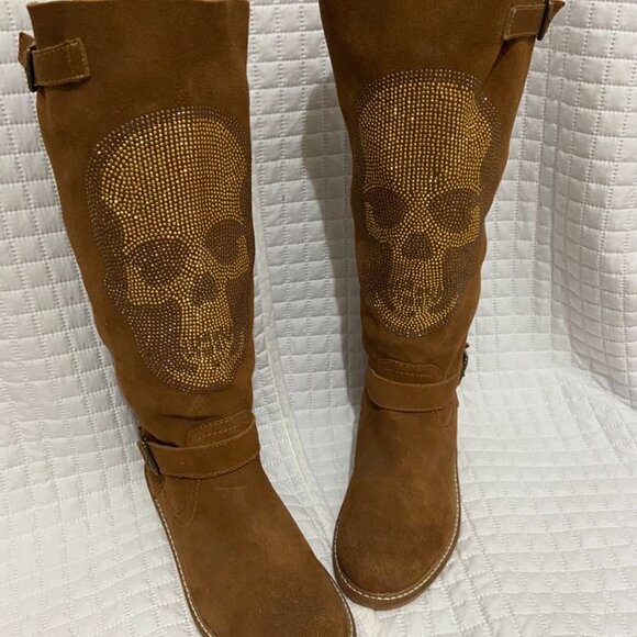 ZIGI Girl- Suede Skull Moto Boots - Picture 2 of 6